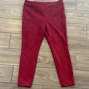 LOFT butter soft stretchy Cranberry Red Pull on pants Women’s Size 14
